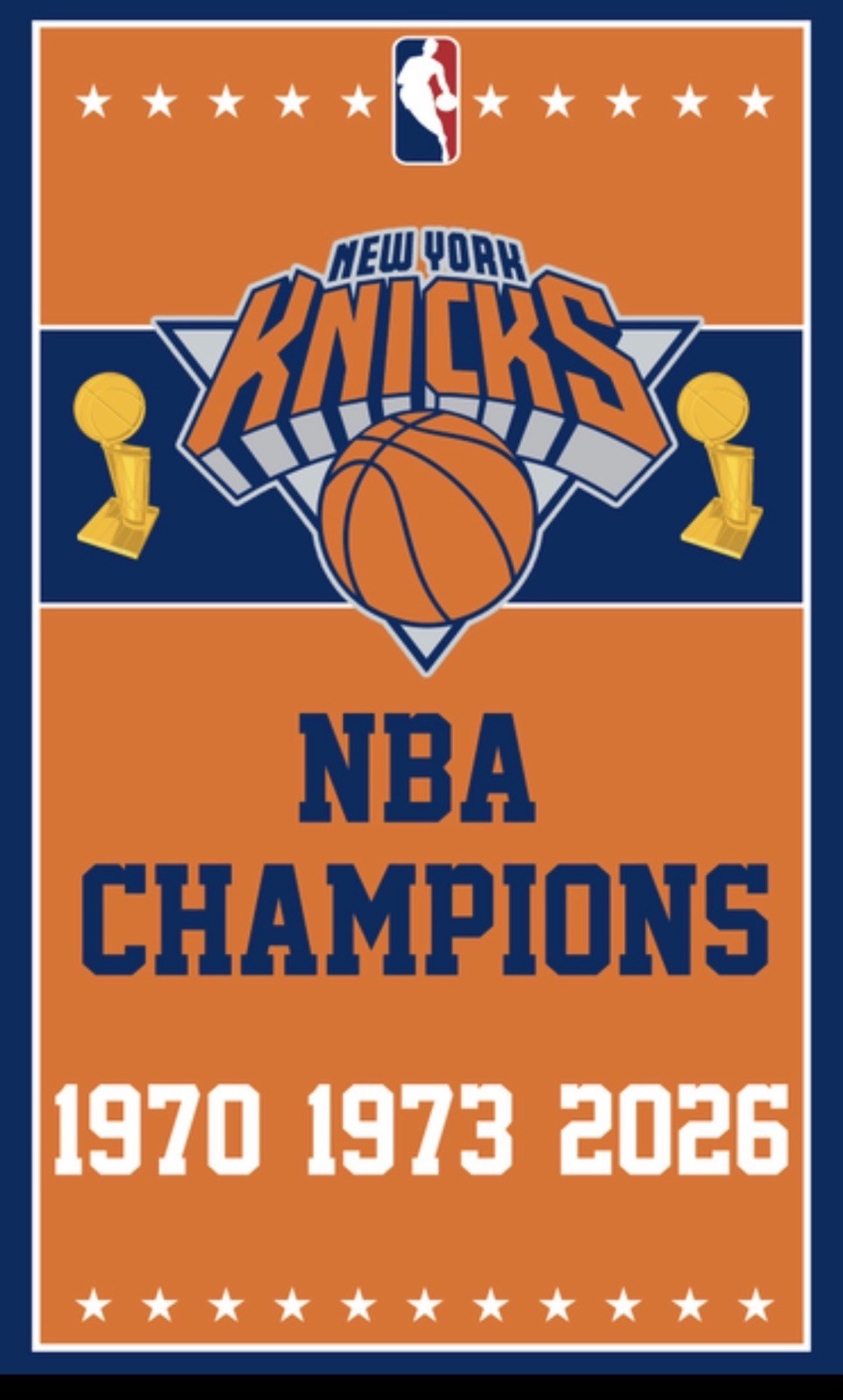NEW YORK KNICKS 2026 NBA CHAMPIONS FLAG BANNER – 3×5 FT