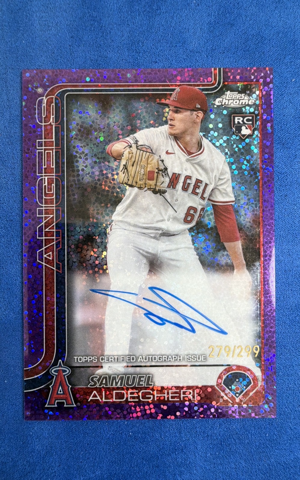 2025 Topps Chrome – Rookie Autographs Samuel Aldegheri Purple Speckle /299