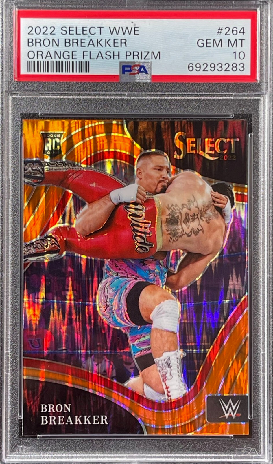 Bron Breakker 2022 Select WWE #264 Ringside Orange Flash Prizm PSA 10 Gem Mint
