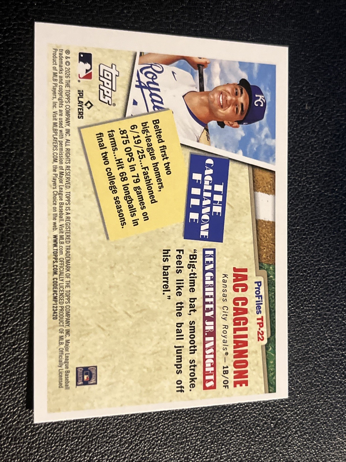 2026 Topps Series 1 – Topps Profiles Jac Caglianone #TP-22 (RC)