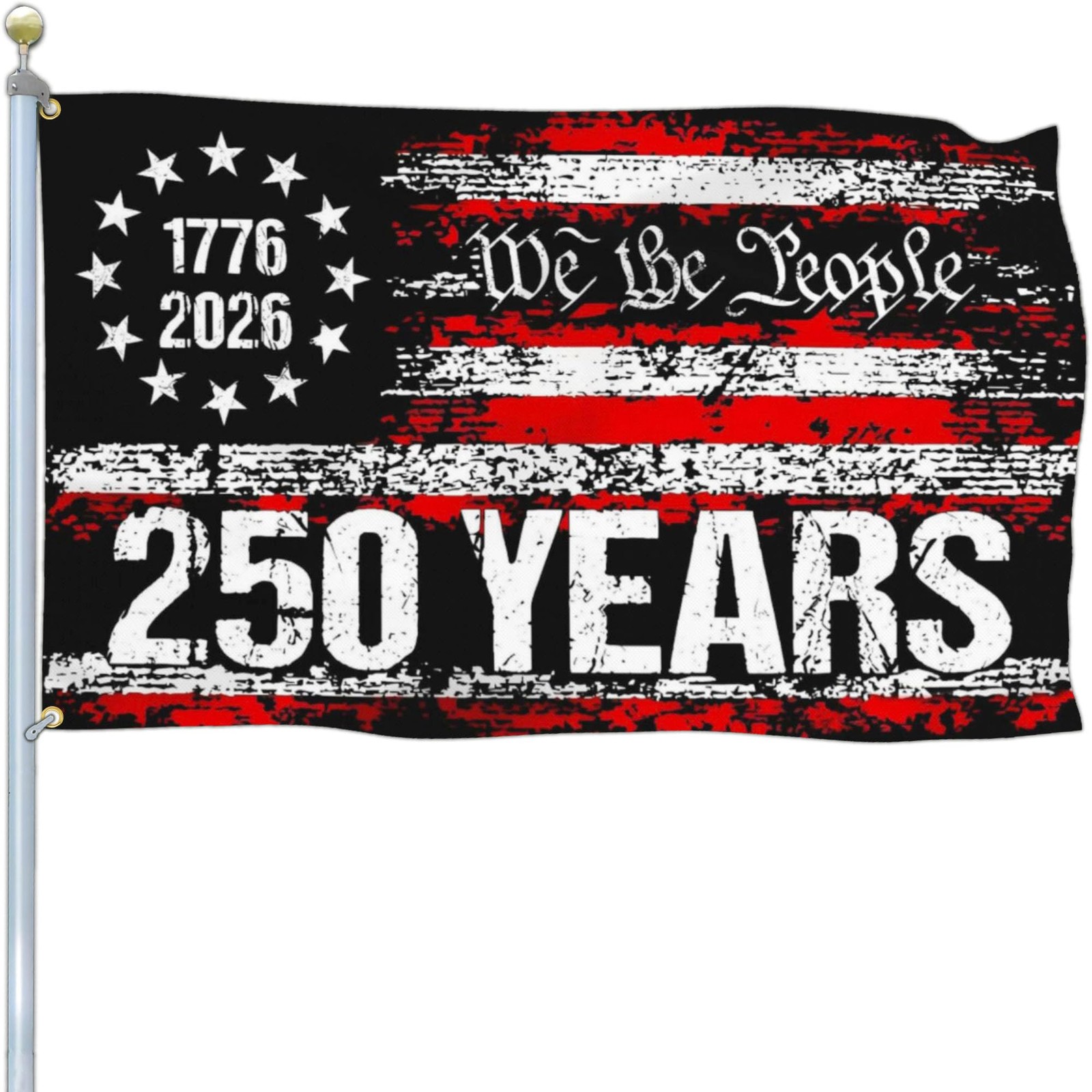 NASIAN 250 Year American Anniversary Flag 250th One Size, Black