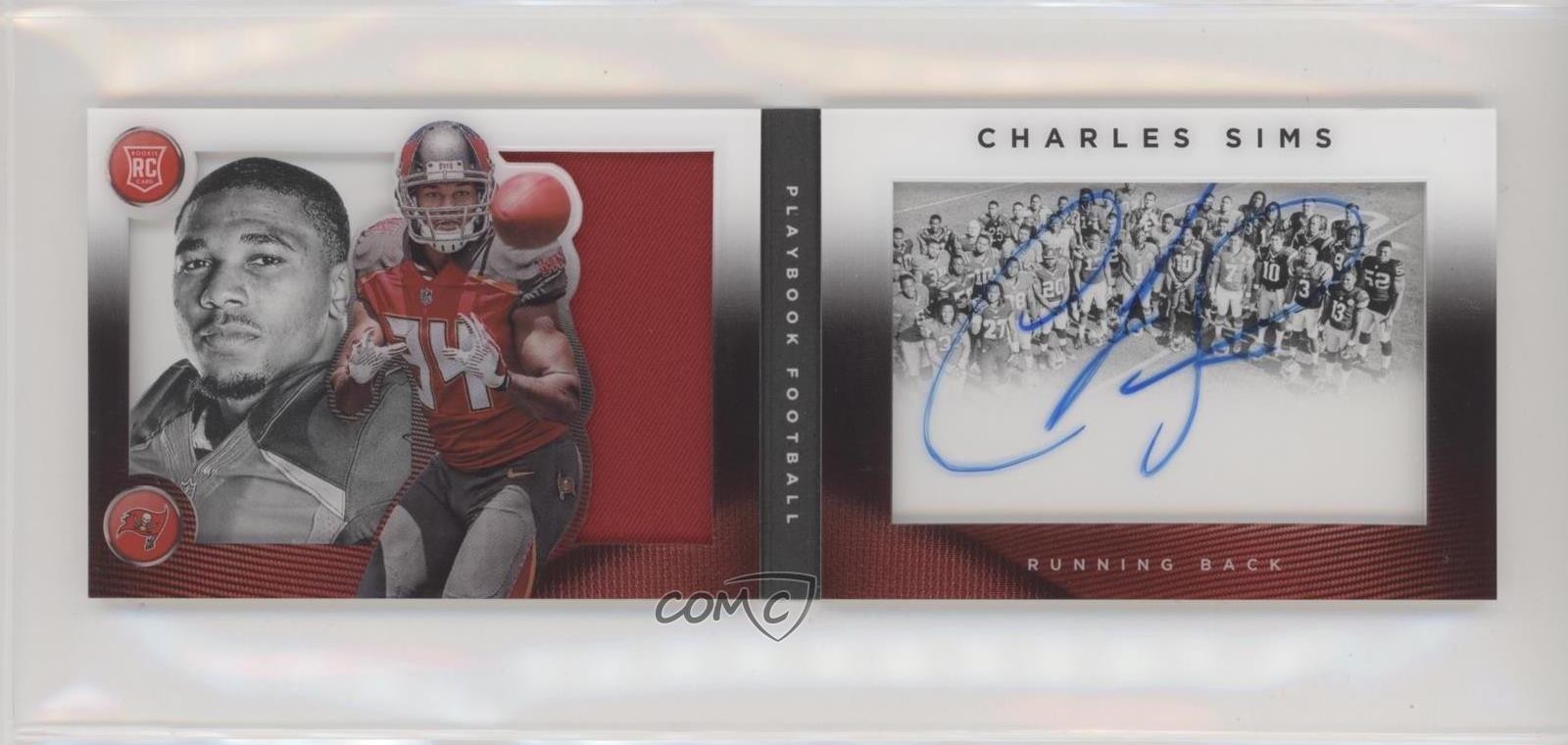 2014 Panini Playbook Booklet /25 Charles Sims #156 Rookie Auto RC sm1