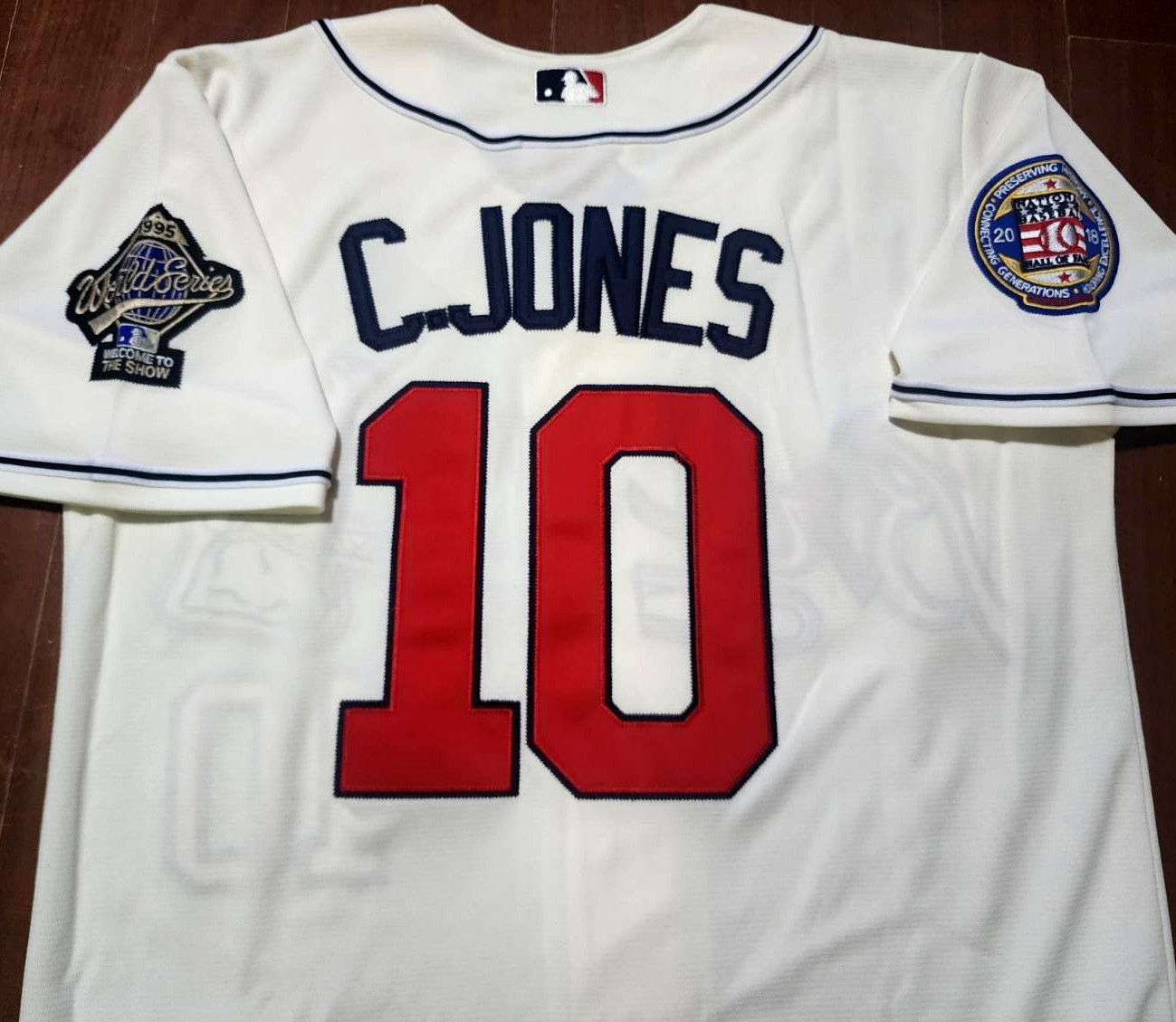 Brand New! Red Atlanta Braves #10 Chipper Jones 2Patches Stitched LIMITED Jersey