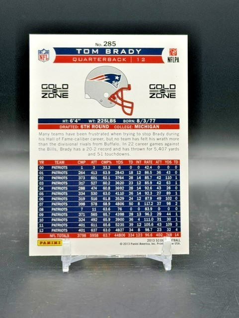 Tom Brady 2013 Panini Score Gold Zone /50 New England Patriots #285 Parallel