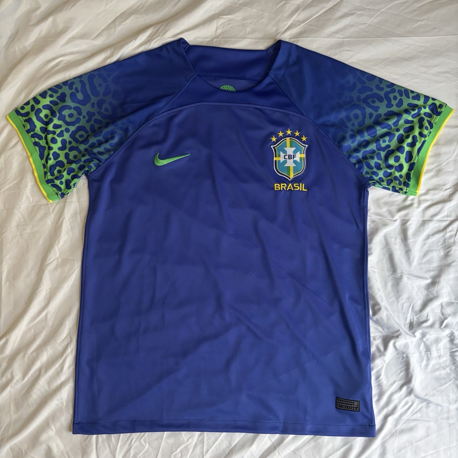 Brazil National Team Away Blue World Cup 2022 Soccer Jersey Men’s Size XL