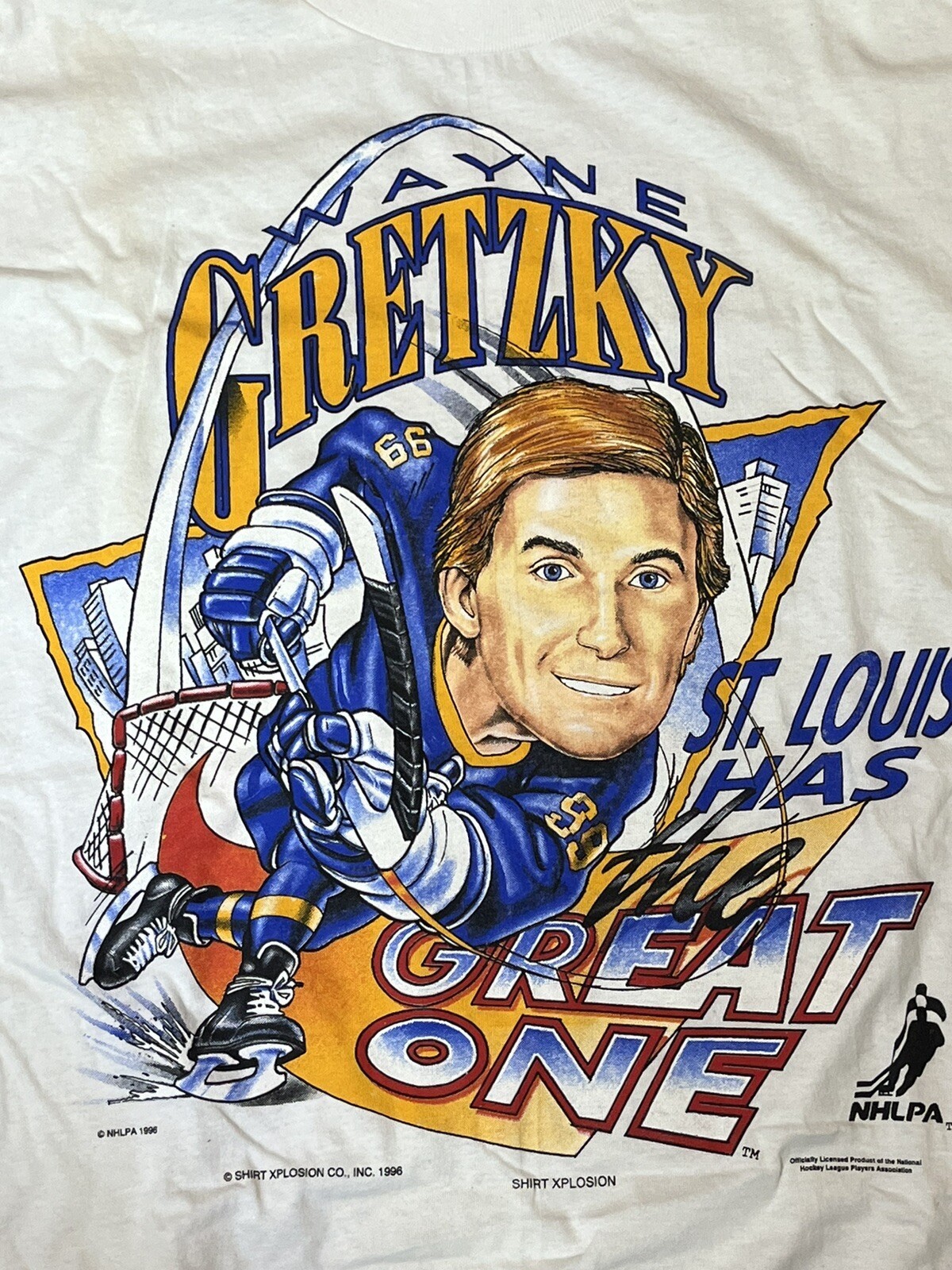 1990s Wayne Gretzky St Louis Blues T-Shirt NHL Hockey AN67033