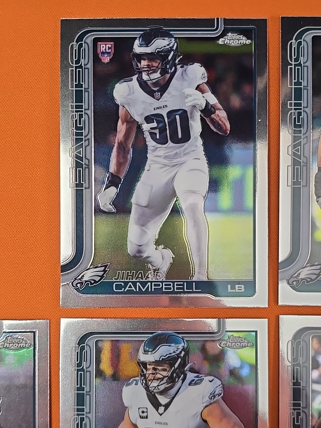 🟢🦅⚪️ 2025 TOPPS CHROME PHILADELPHIA EAGLES COMPLETE BASE TEAM SET(13 CARD LOT)