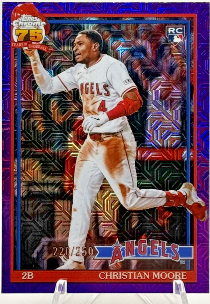 Christian Moore 2026 Topps Series 1 #91C-59 ’91 Topps Chrome Purple Mojo /250 RC