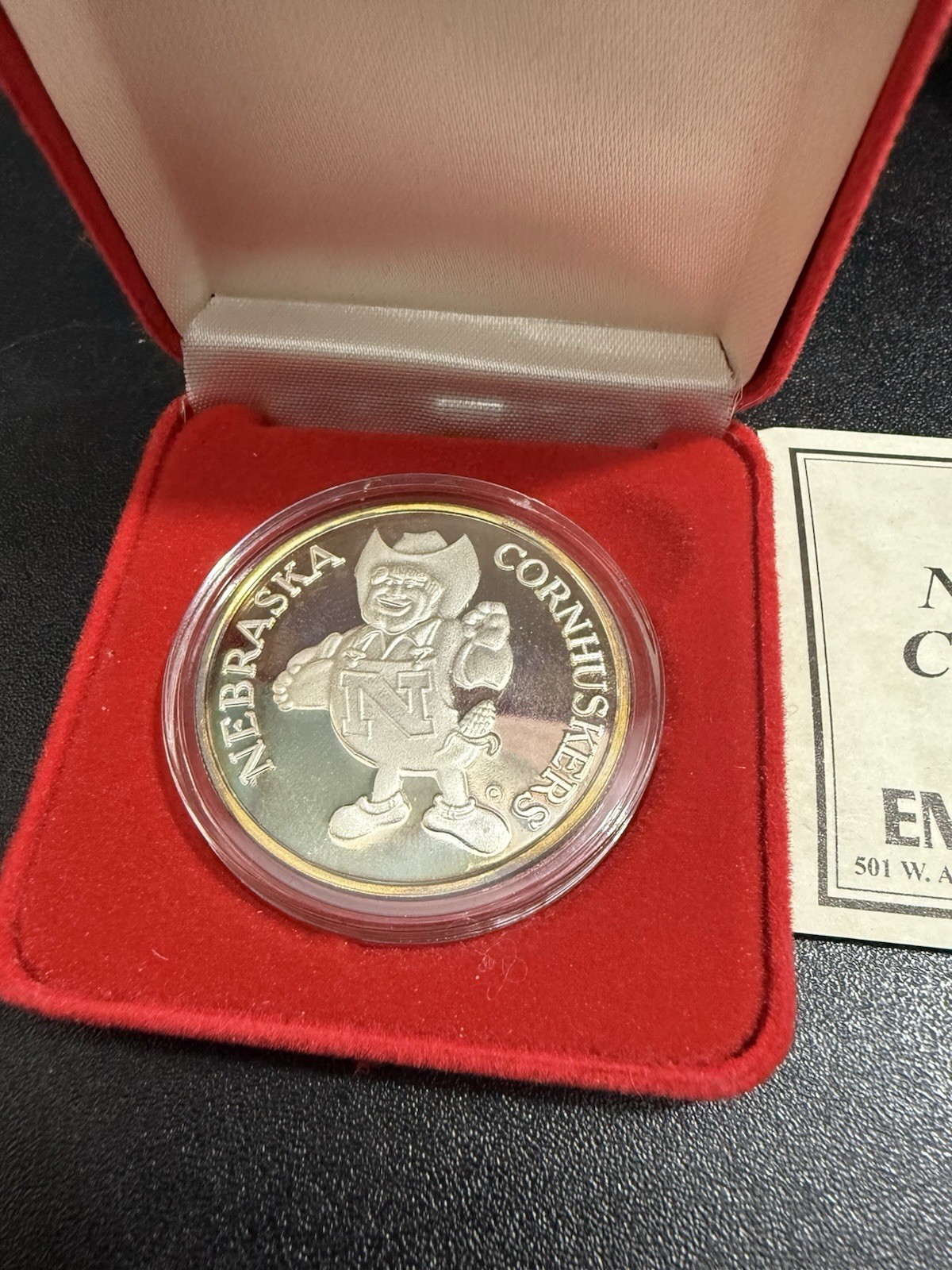 1994 Nebraska Cornhuskers National Champion .999 Silver/Gold Medallion COA