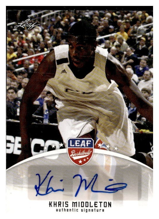 2012 Leaf – Base Autographs Khris Middleton #BA-KM4 (AU, RC)