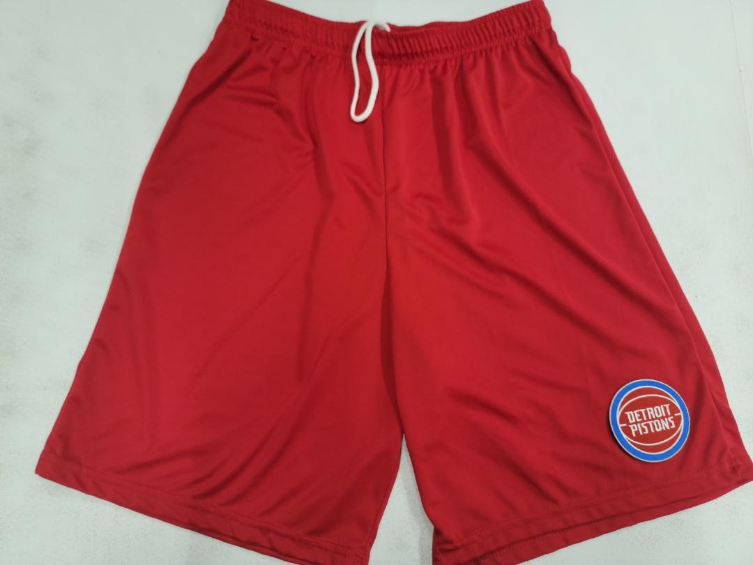 0725 NBA Team Apparel DETROIT PISTONS Polyester SHORTS Royal Red New