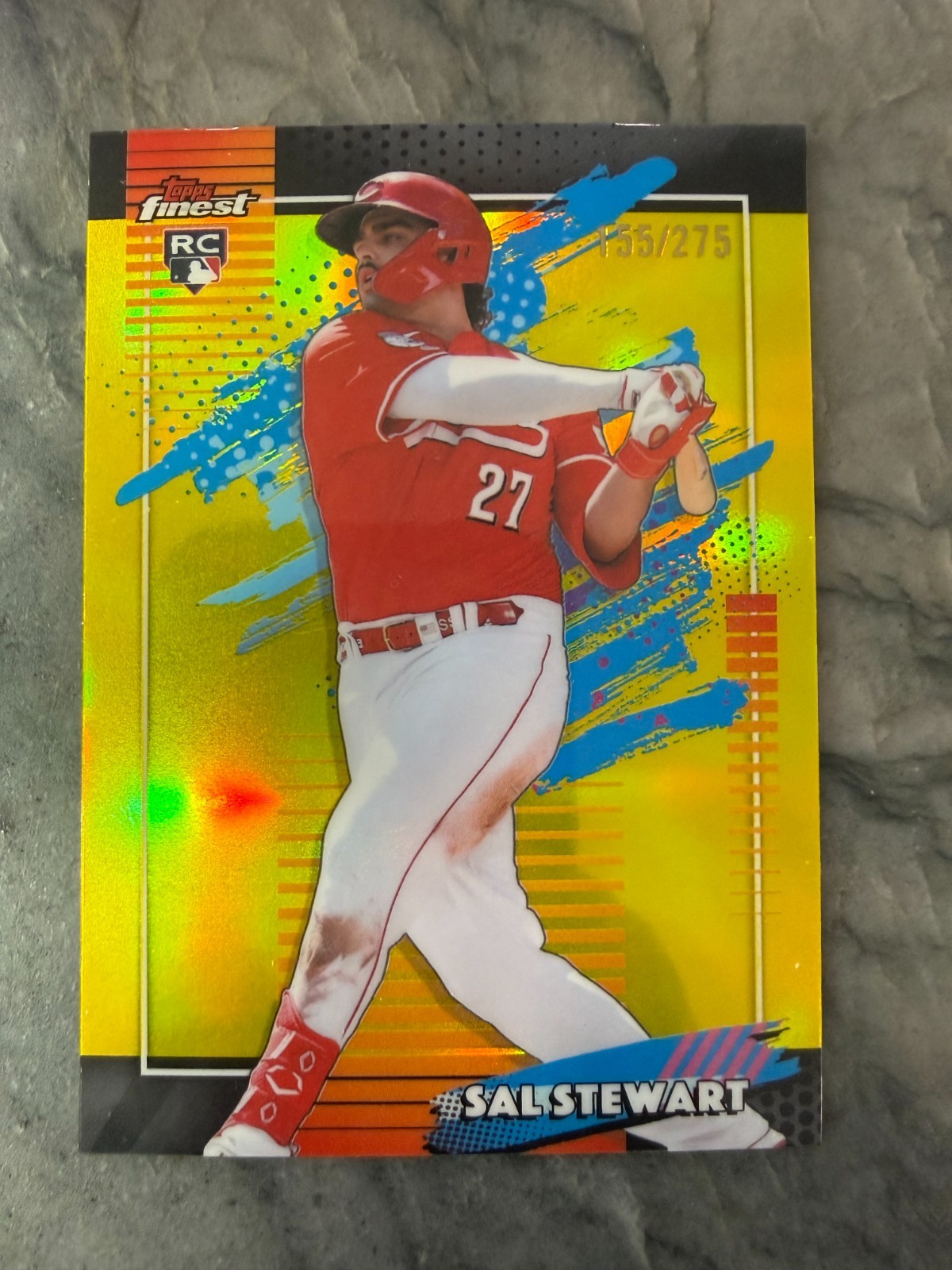 2026 Topps Finest Cincinnati Reds Sal Stewart Yellow Uncommon 155/275 #129 (RC)