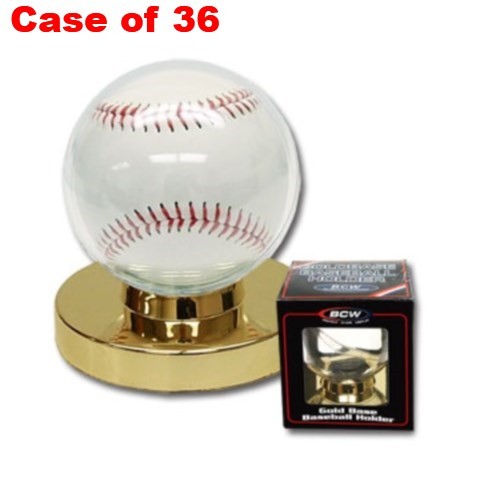 Case / 36 BCW Goldbase Baseball Holders gold base ball displays protectors cases