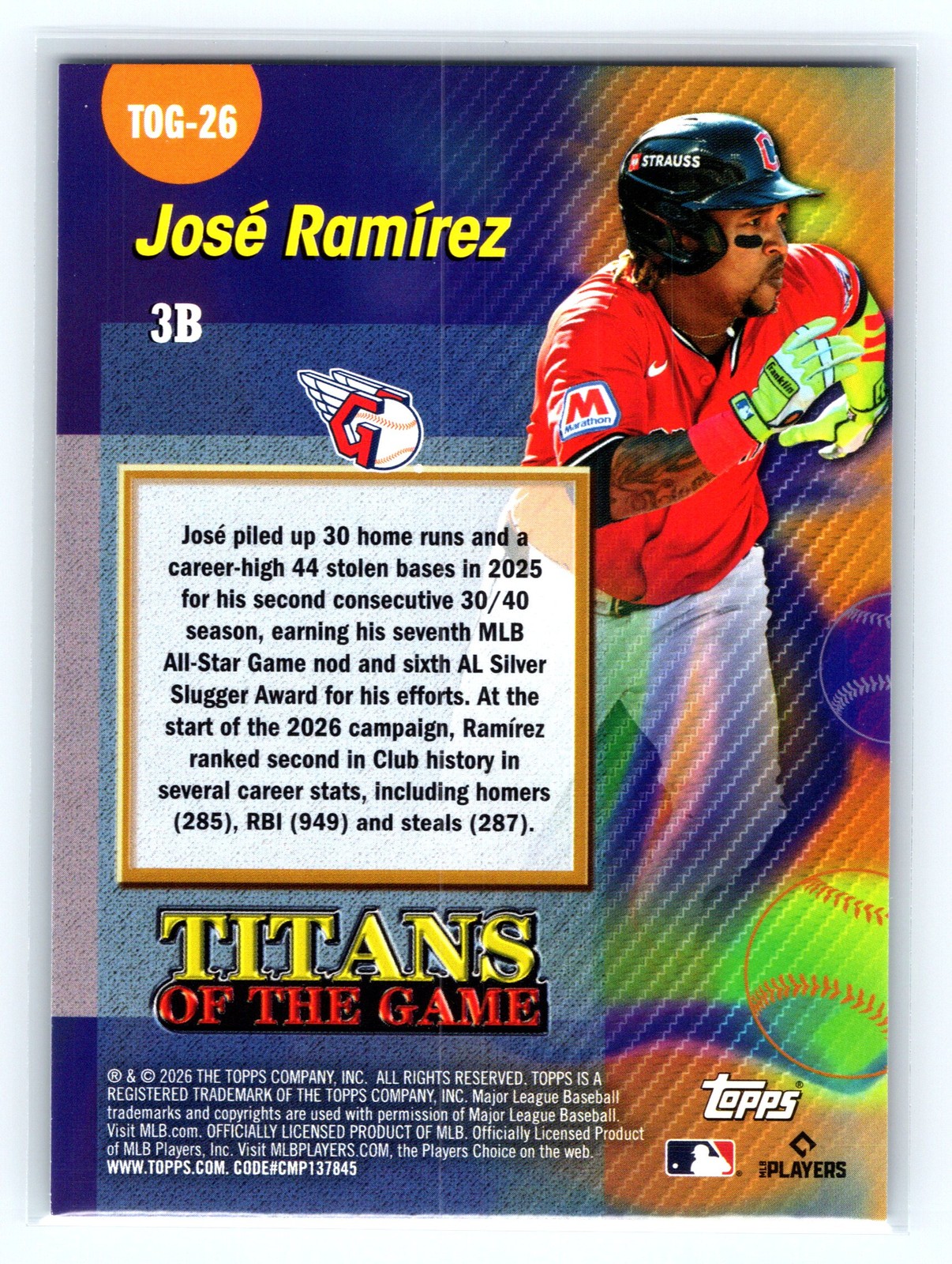 2026 Topps #TOG-26 José Ramírez Titans of the Game