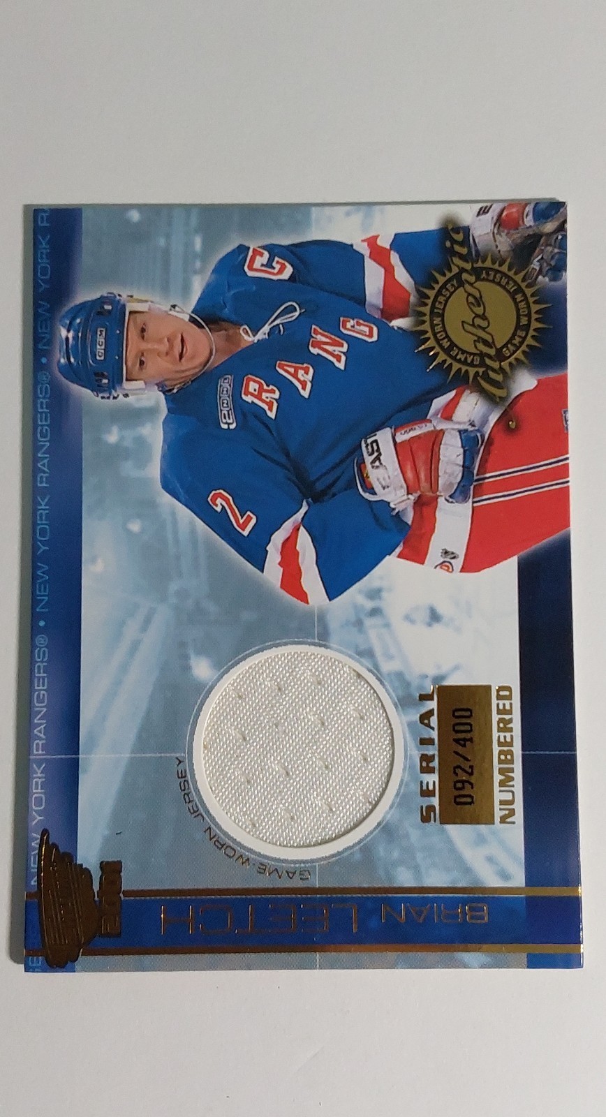 2000-01 Pacific Revolution – Game-Worn Jerseys Brian Leetch #8 /400 (MEM)