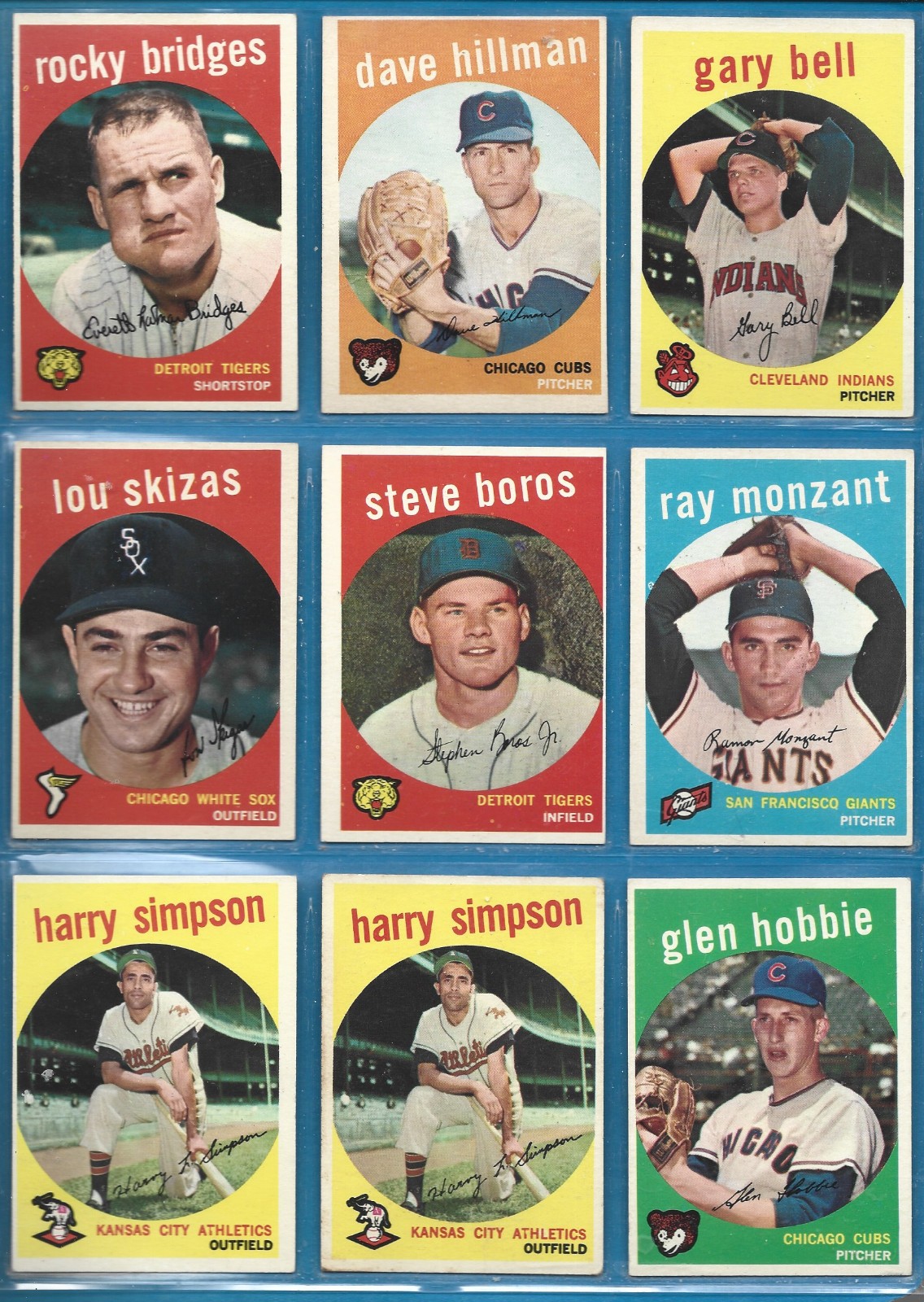 1959 Topps Baseball Common Players- Fill your set -Ex To Exmt – No Creases