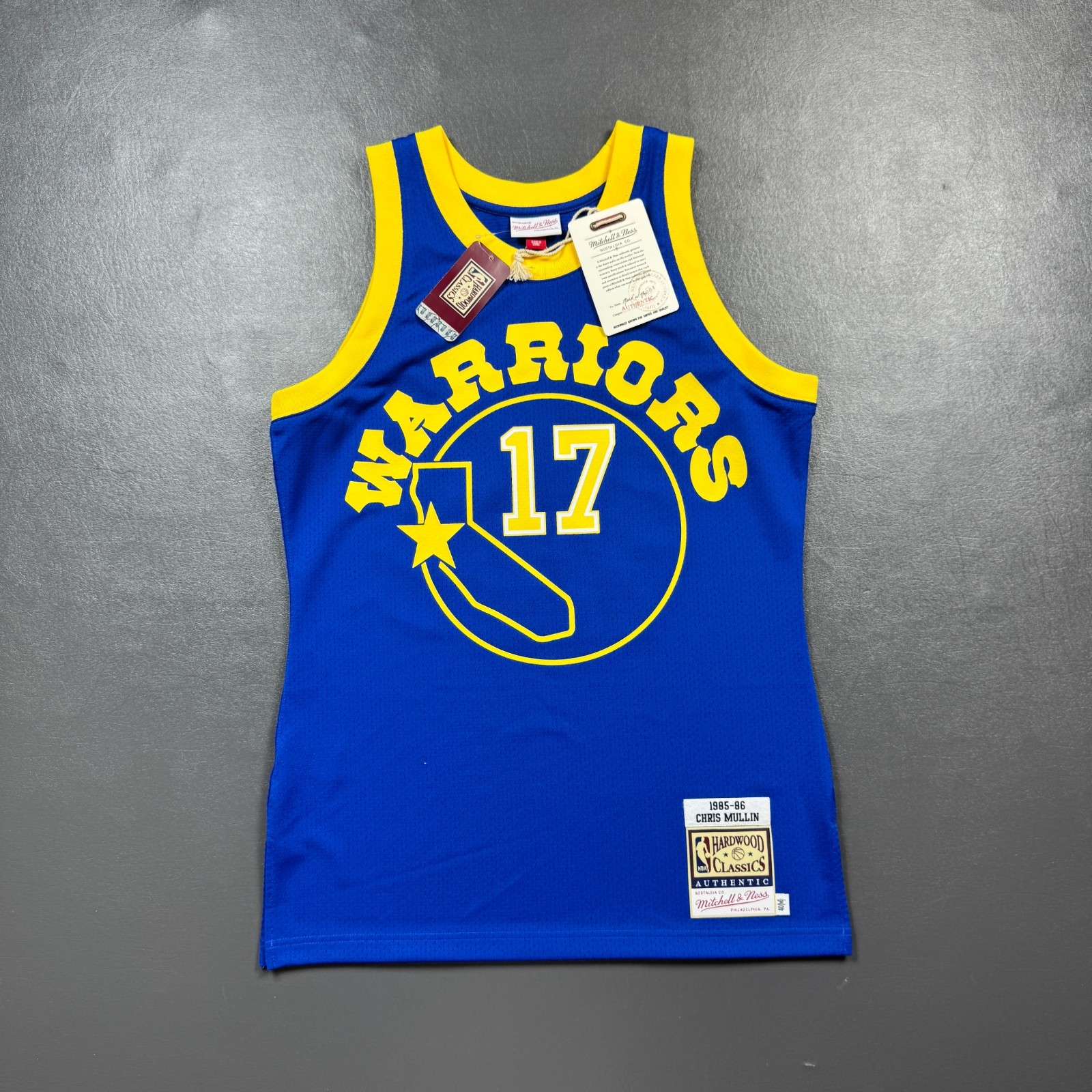 100% Authentic Chris Mullin Mitchell & Ness 85 86 Warriors Jersey Size 40 M Mens