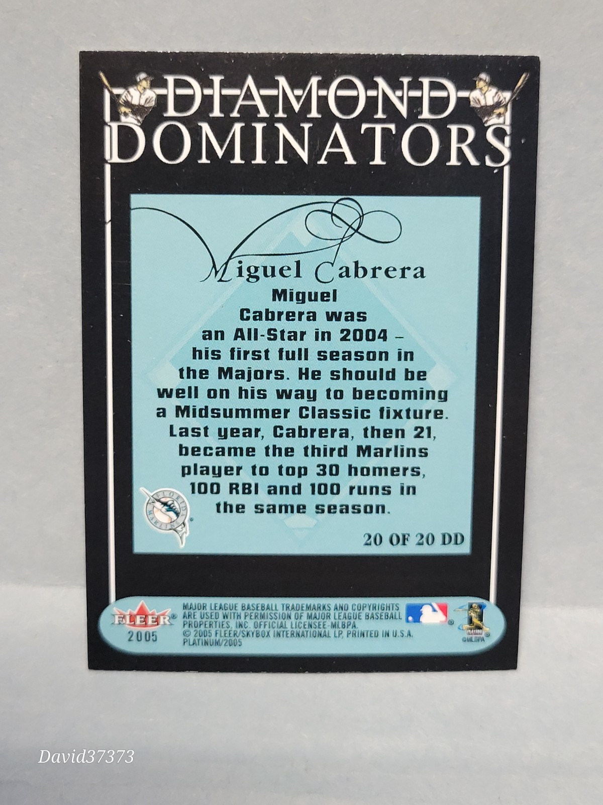2005 Fleer Platinum Diamond Dominators #20 Miguel Cabrera