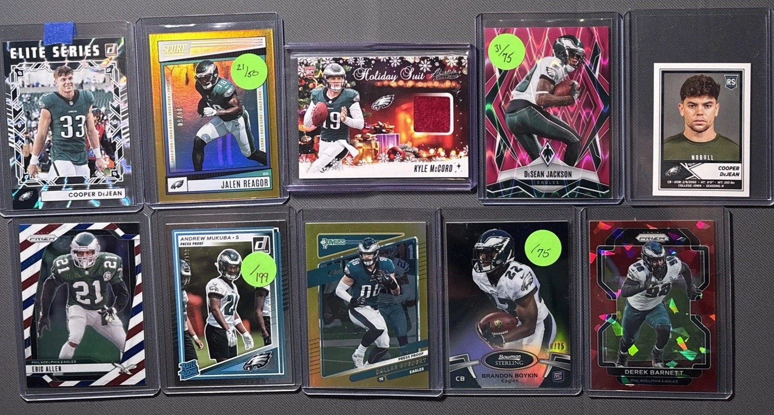 Philadelphia Eagles NFL 10 Card Lot – RCs, Relic, Mini, Numbered /50, /75 (BD15)