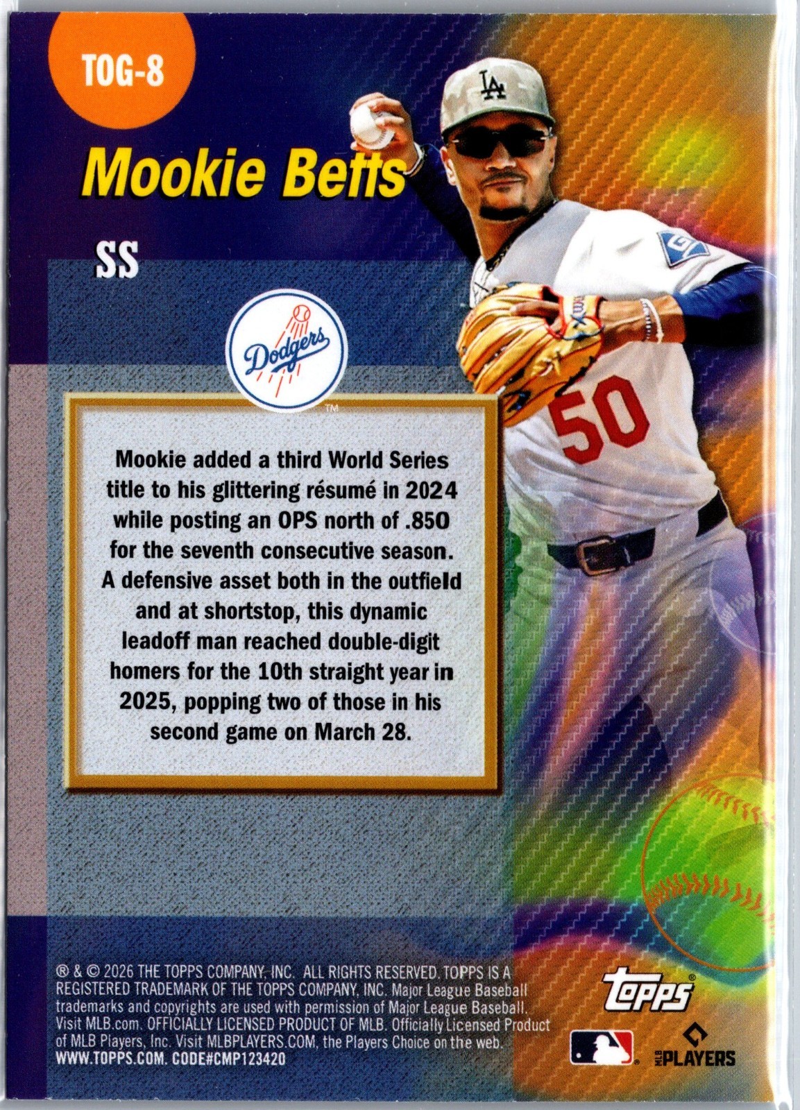2026 Topps – Titans of the Game Mookie Betts #TOG-8 – Dodgers