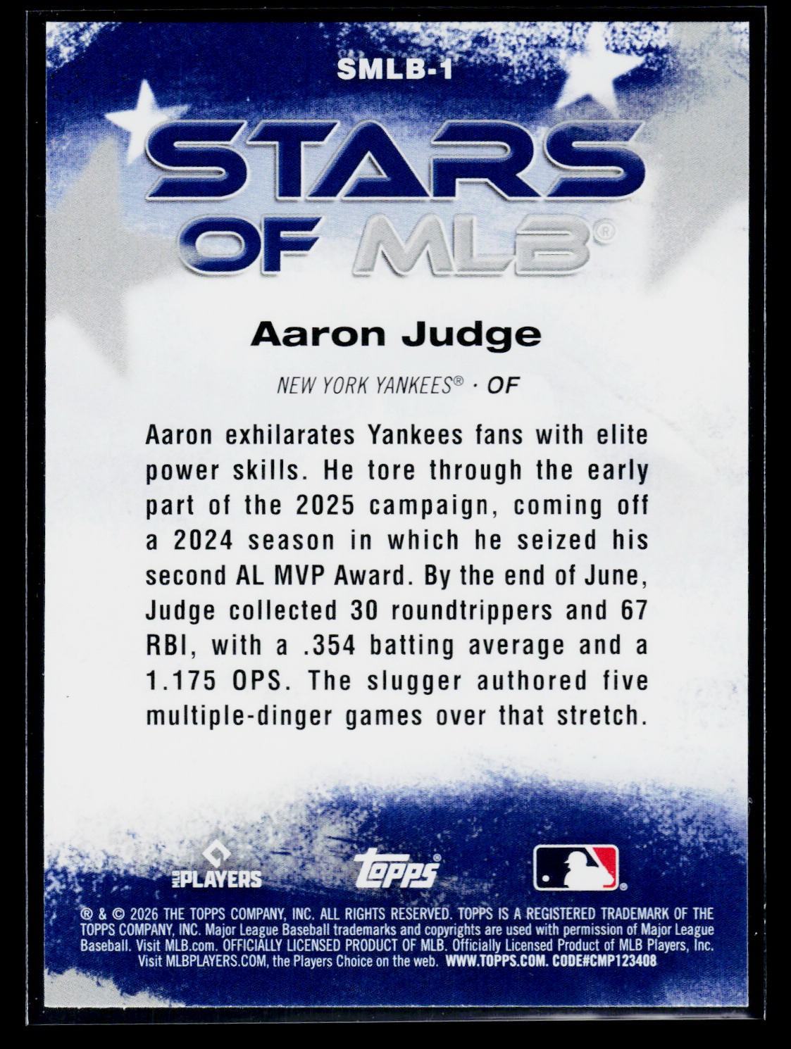 2026 Topps #SMLB-1 Aaron Judge Stars of MLB