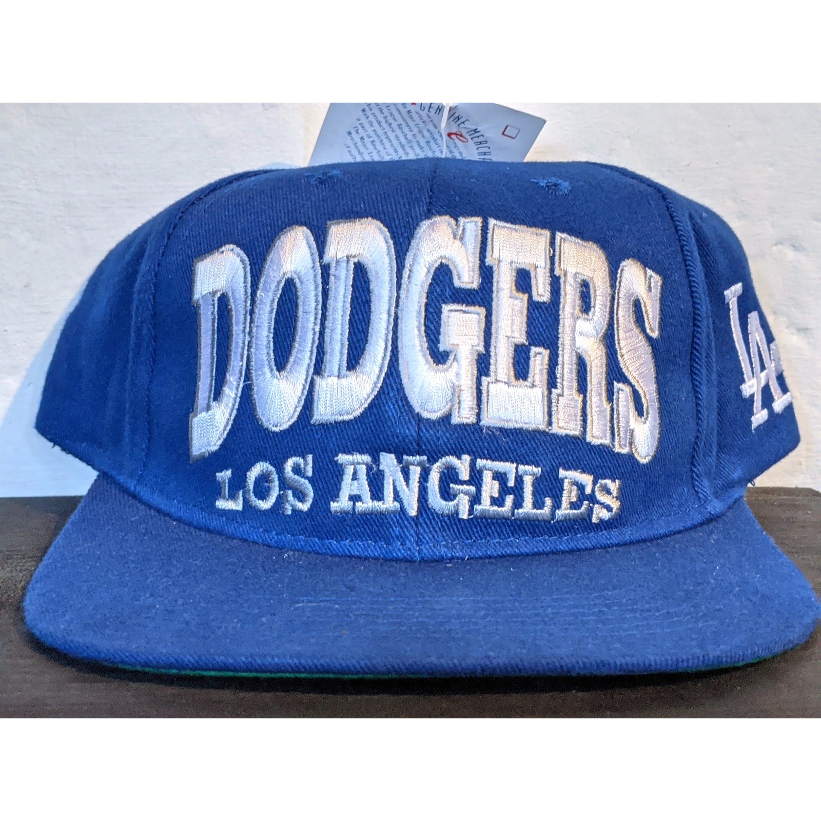 NEW Los Angeles Dodgers 90s Boxseat BLOCK script Logo snapback hat MLB vtg NWT