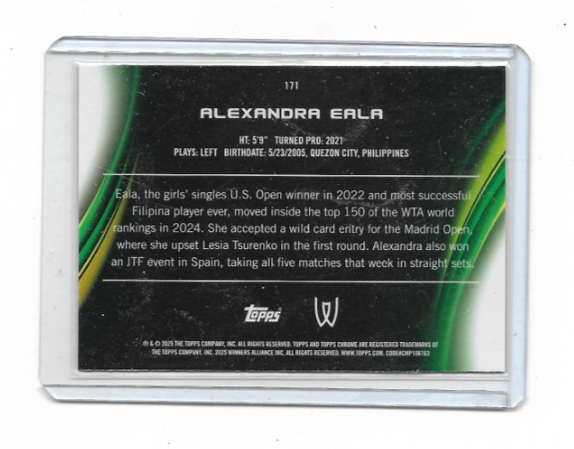 2025 TOPPS SAPPHIRE CHROME—–TENNIS———ALEXANDRA EALA—BASE CARD #171