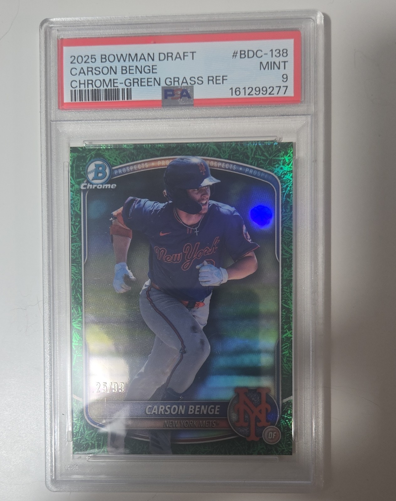 2025 Bowman Draft – Chrome Carson Benge #BDC-138 Green Grass Refractor /99 (RC)