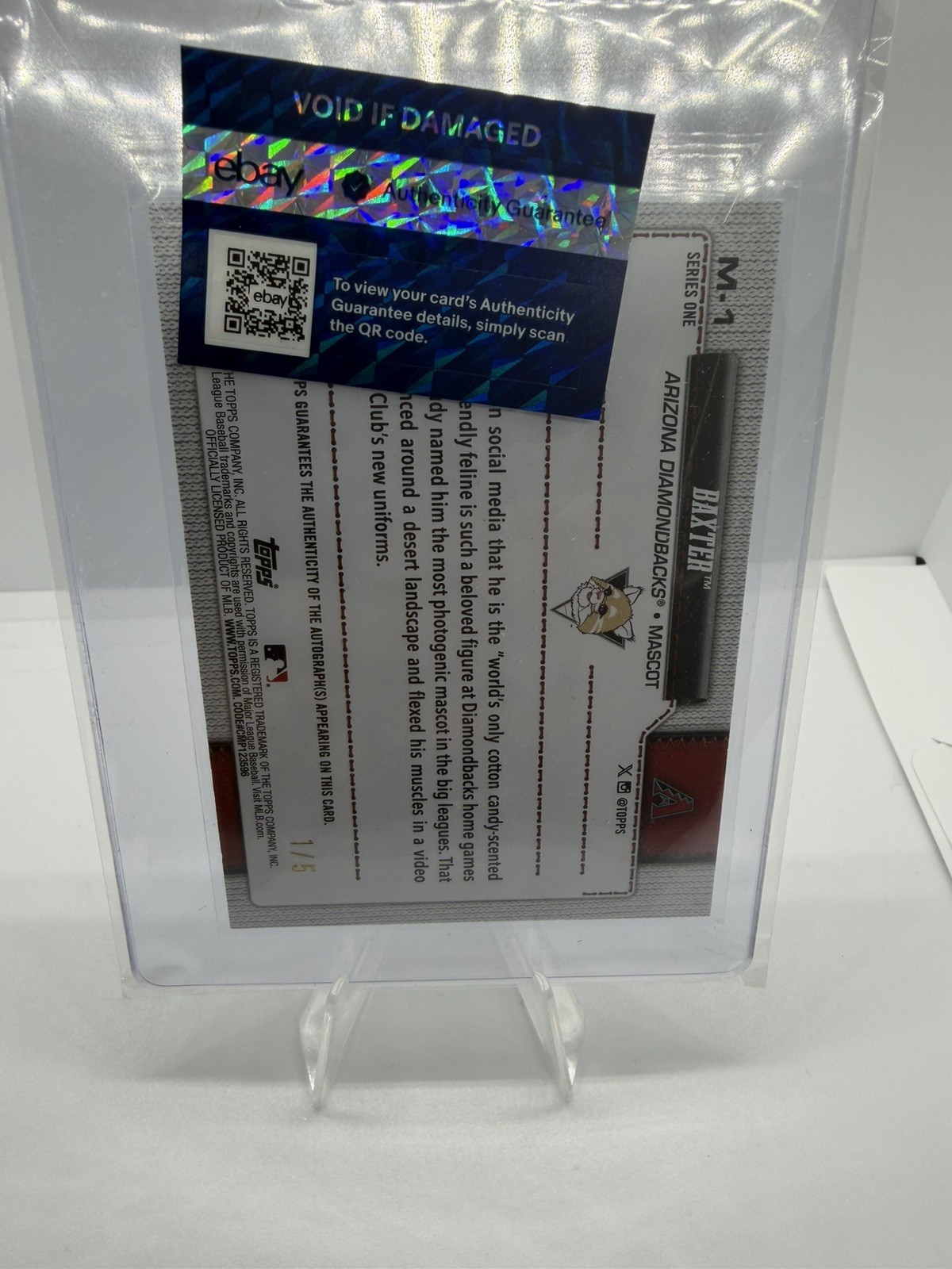 2026 Topps Celebration Series 1 Baxter (Diamondbacks) Mascot Autograph 1/5 /5 M1