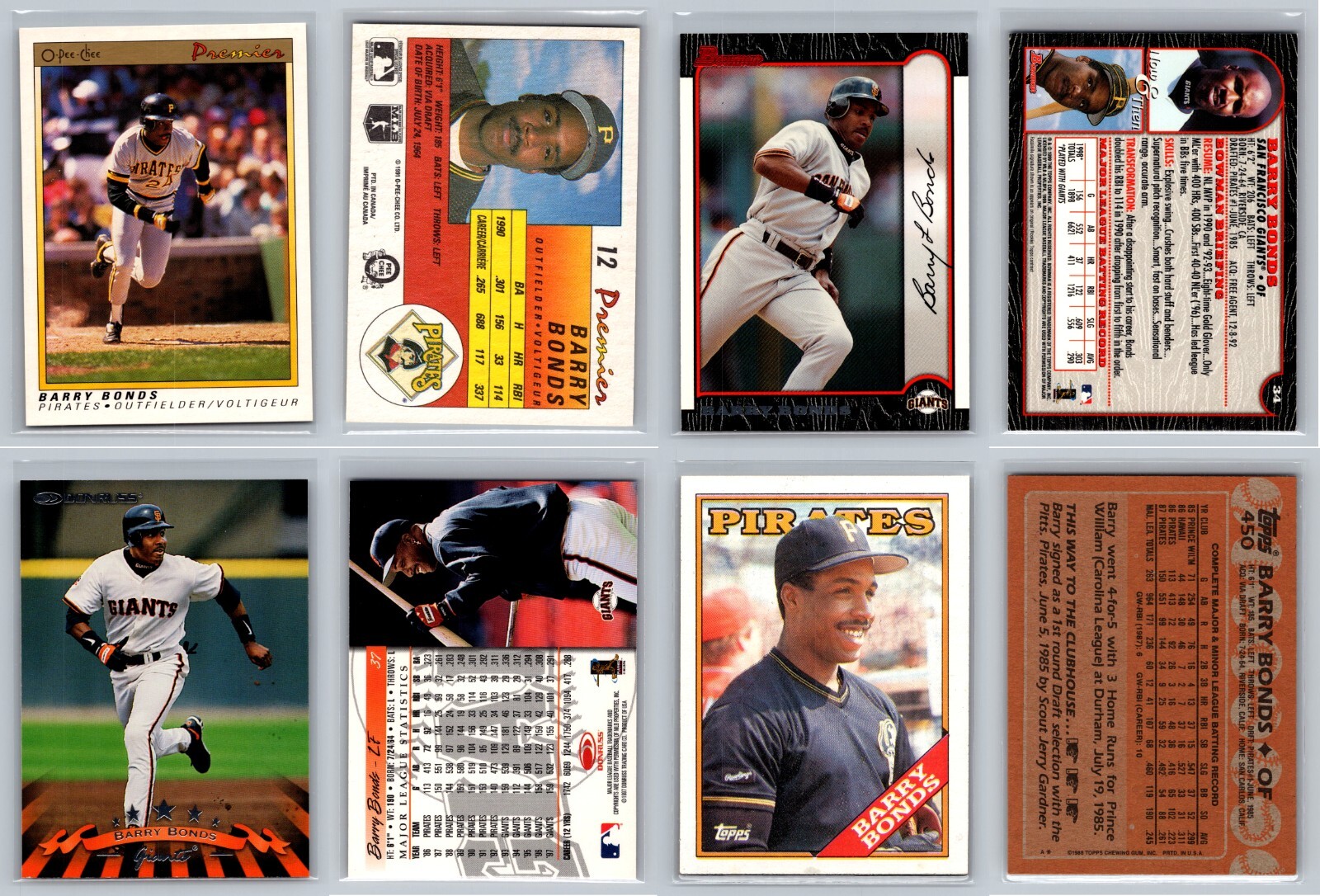 Barry Bonds 4 Card Lot – Giants / Pirates / ASU – SEVERAL LOTS AVAILABLE!!!