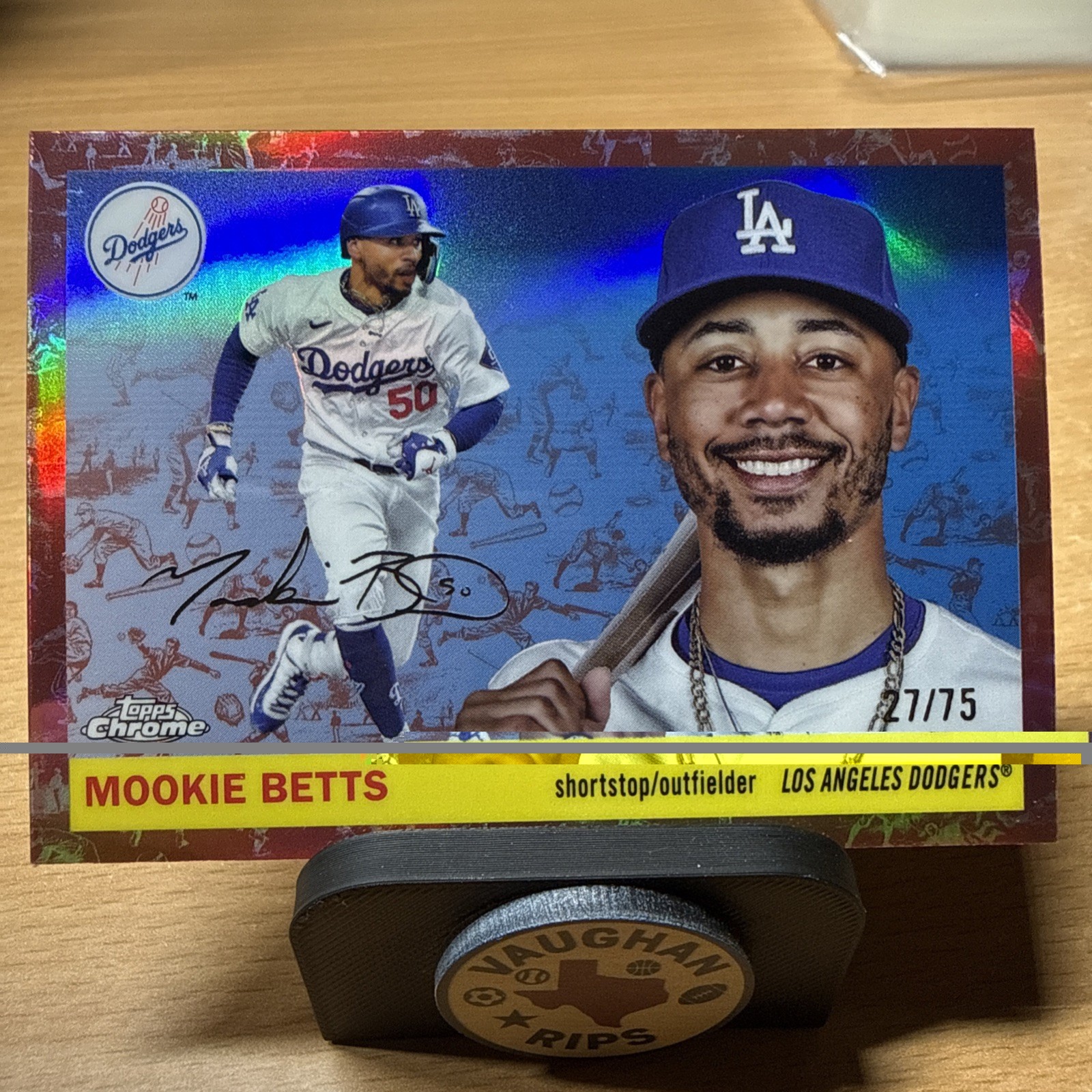 Mookie Betts 2025 Topps Chrome Platinum Toile Cream/Rose Gold Refractor /75 #65