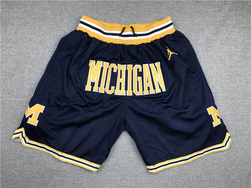 2 Colors Mens Michigan Wolverine Basketball Shorts Sport Shorts All Stitched