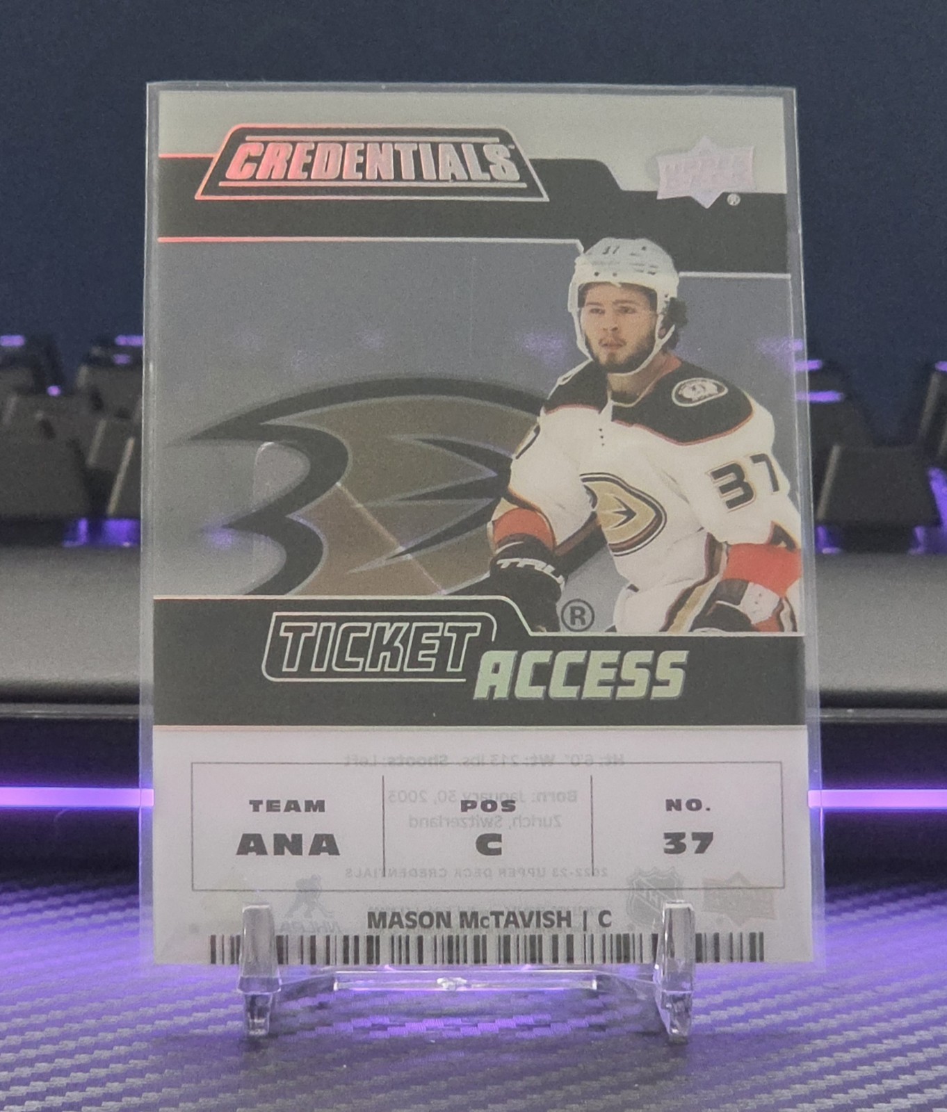 Upper Deck 2022-23 – Mason McTavish Ticket Access Acetate #TA-MM /149