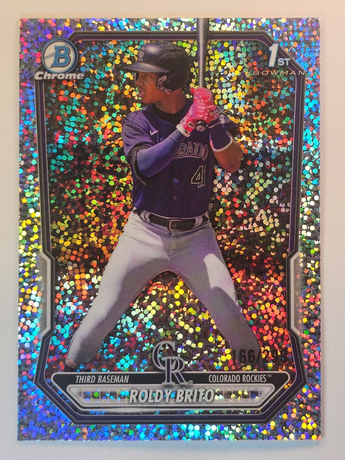 2026 Bowman Chrome – Roldy Brito #BCP-21 – Speckle – Colorado Rockies /299