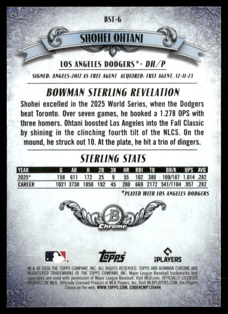 2026 Bowman #BST-6 Shohei Ohtani Bowman Sterling