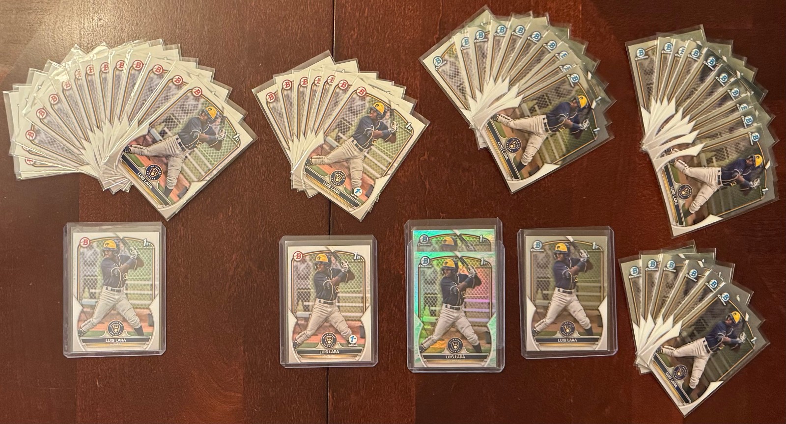 2023 Bowman LUIS LARA 1ST BOWMAN 53 CARD INVESTOR LOT Lunar Chrome Paper Brewers