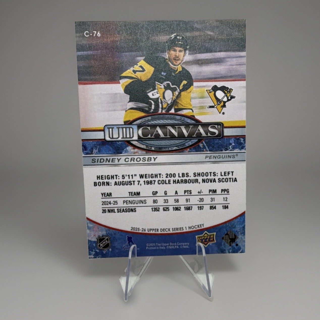 Upper Deck 2025-26 Series 1 UD Canvas Sidney Crosby Penguins #C-76