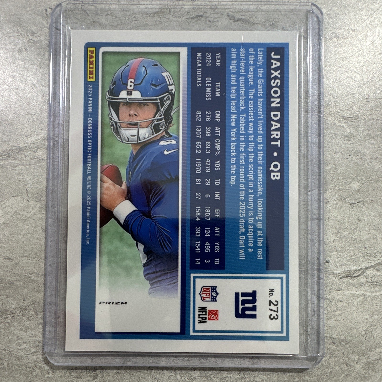 2023 Panini Donruss Optic Jaxson Dart Rated Rookie Purple Shock #273 Giants