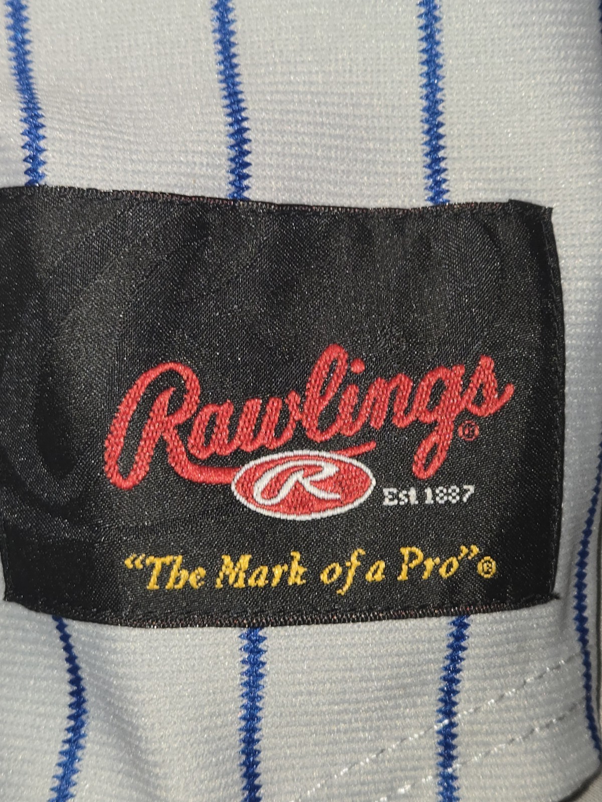 Rawlings Adult XL Gray Blue Pinstripe Baseball Jersey Vintage Button Front Blank