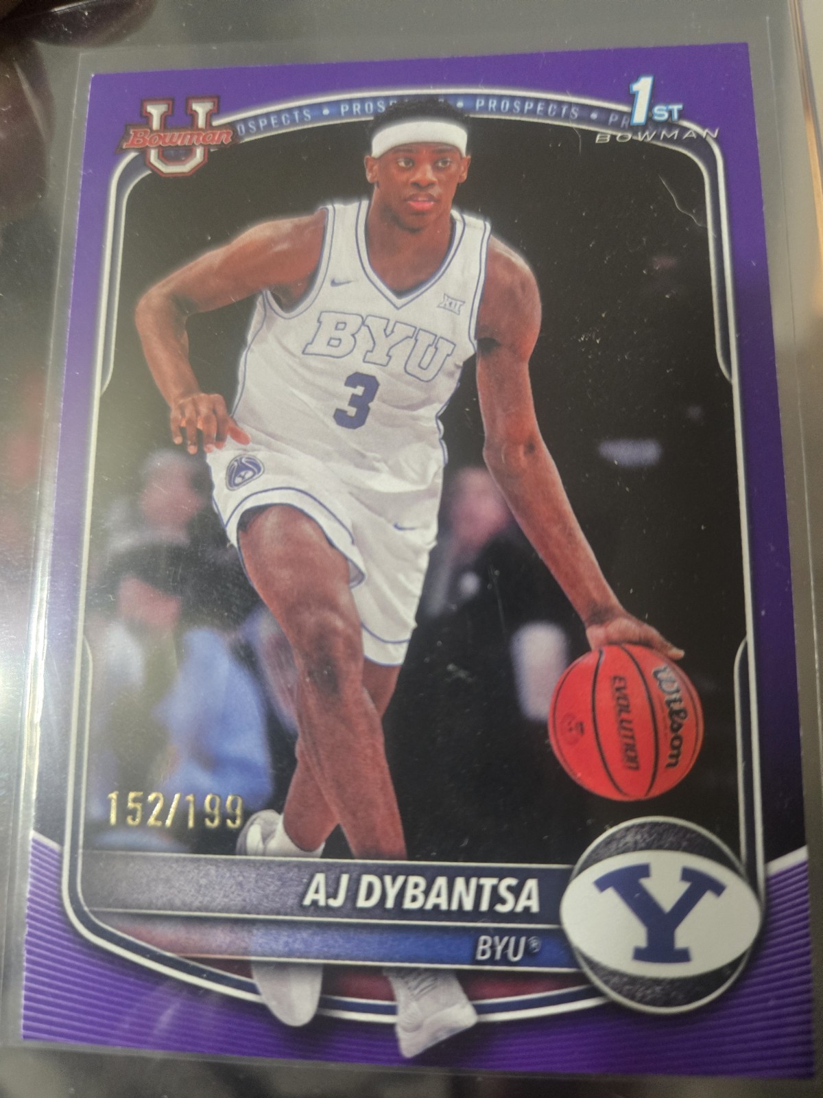 Topps 2025-26 Bowman Prospects AJ Dybantsa BYU #BPP-1 Purple 152/199 (RC)