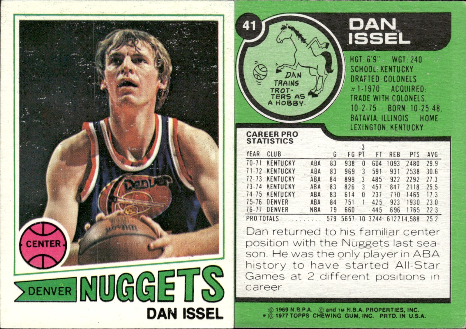 1977-78 Topps Basketball Card #41 Dan Issel