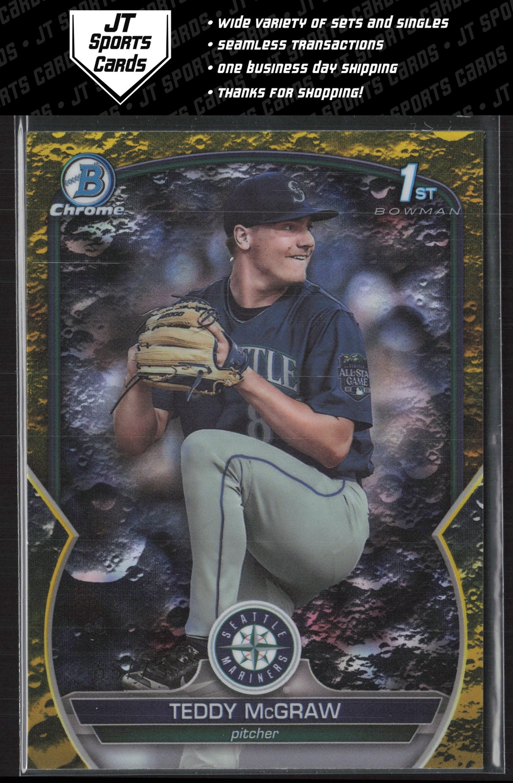 2023 Bowman Draft Teddy McGraw BDC-73 1st Yellow Crater Refractor /75 Mariners
