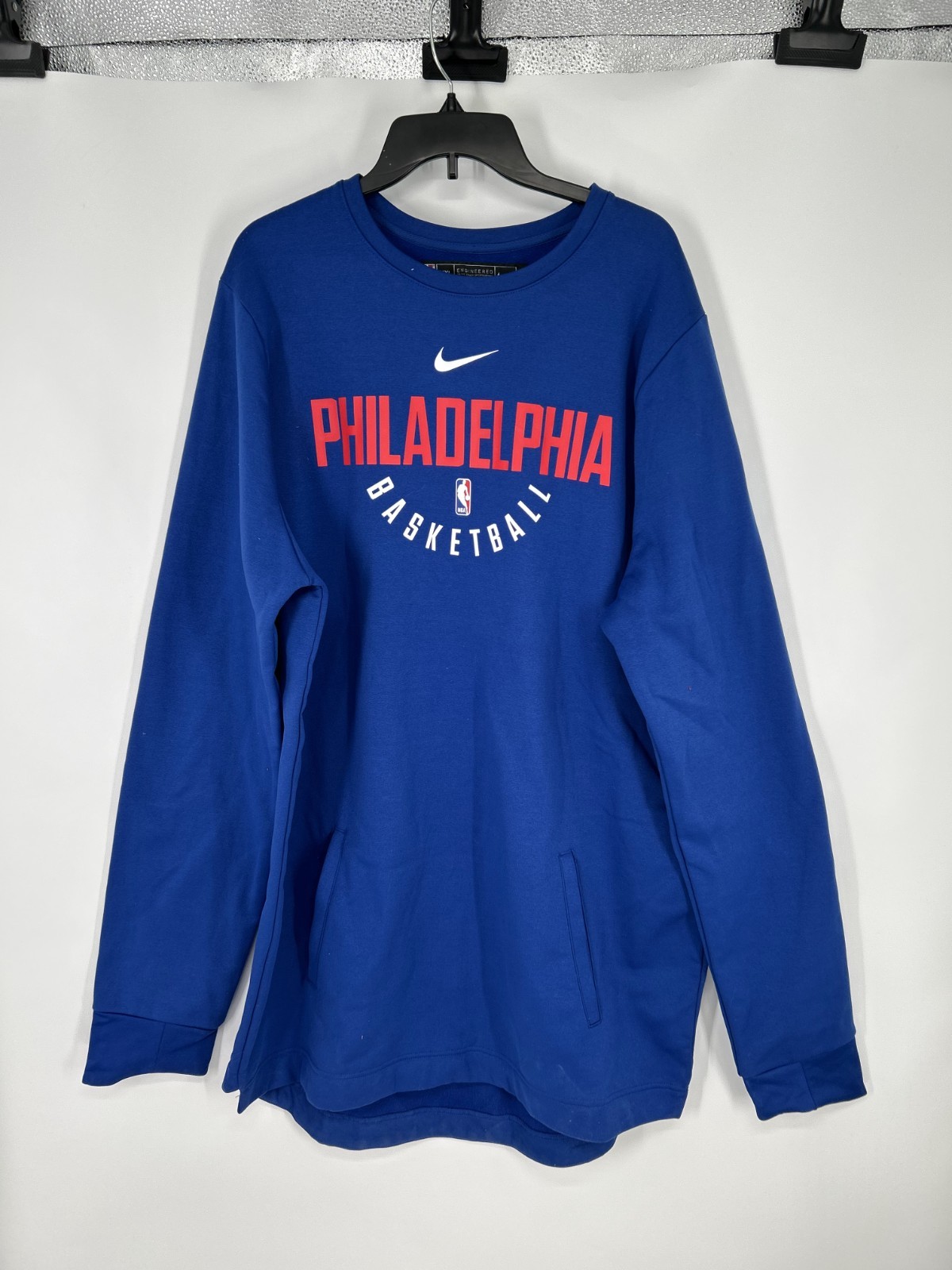 Nike Philadelphia 76ers Sweatshirt Dri Fit Crewneck Center Swoosh 2XLT 2XL Tall