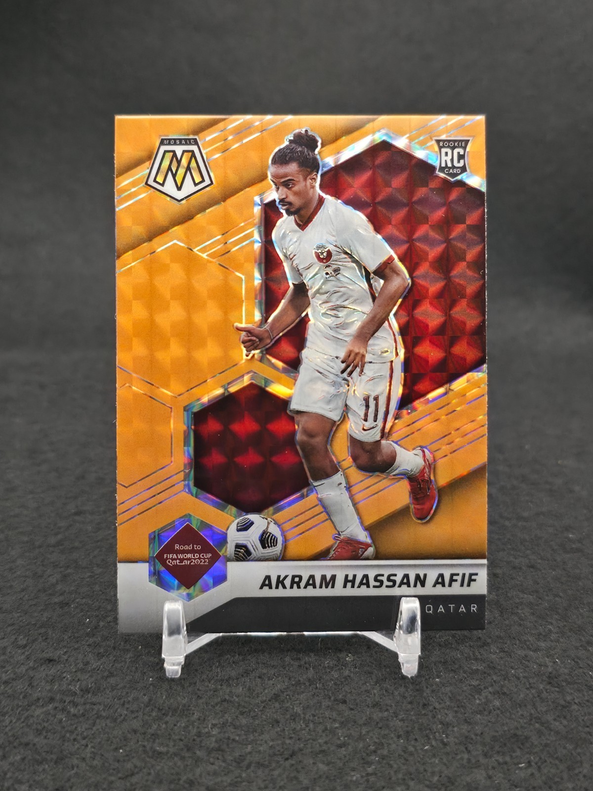 2021-22 Panini Mosaic Road to World Cup #70 Akram Hassan Afif Orange RC