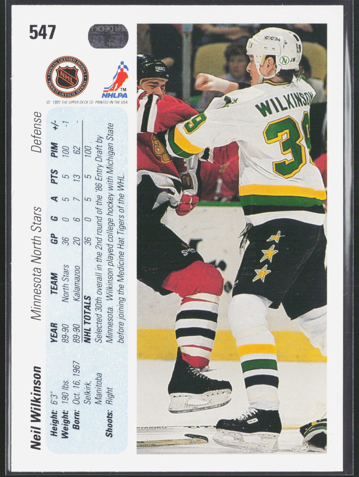 1990-91 Upper Deck #547 Neil Wilkinson