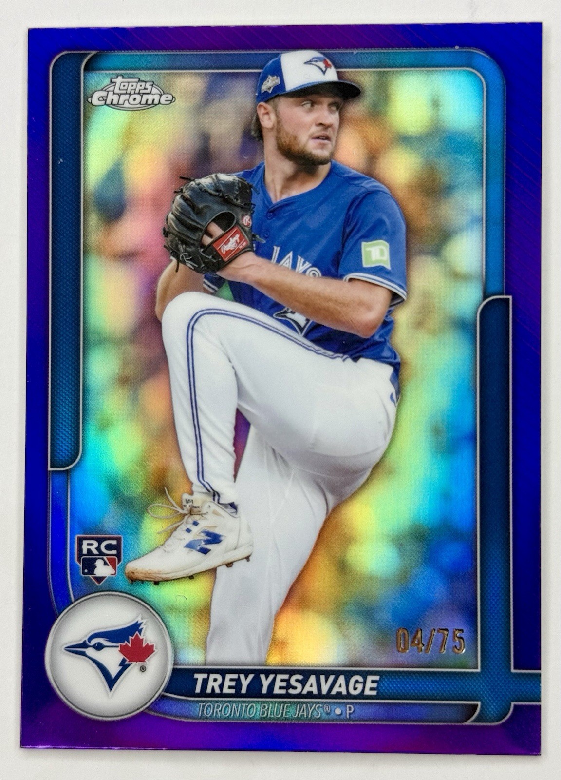2026 Topps Chrome Flagship Collection Trey Yesavage Purple Refractor RC 04/75 SP