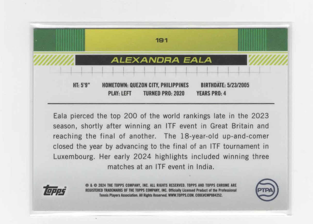 2024 Topps Chrome – Alexandra Eala #191 Base (RC)