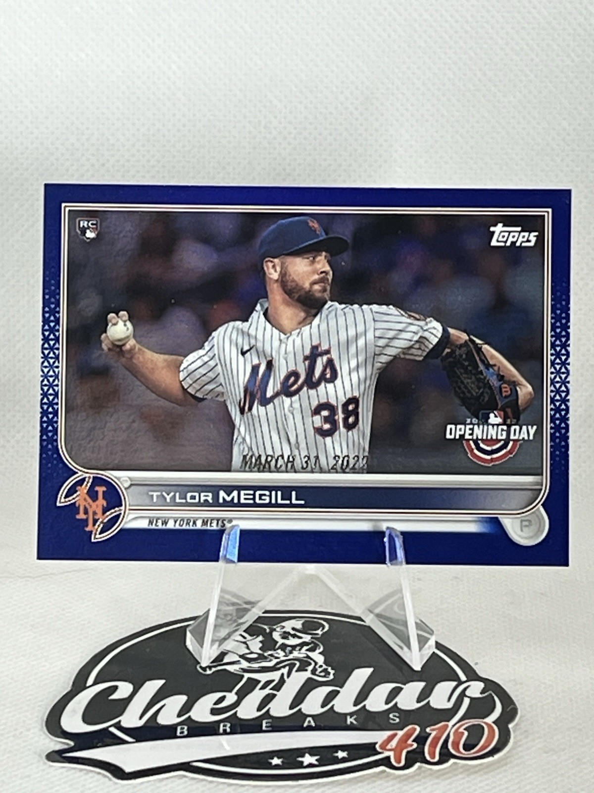 2022 Topps Opening Day #134 Tylor Megill Rookie Blue Foil New York Mets