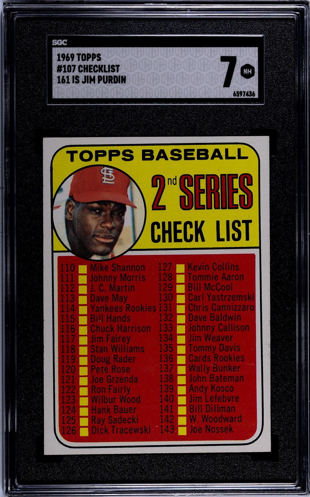 1969 Topps – Checklist Bob Gibson #107 161 Listed as Jim Purdin