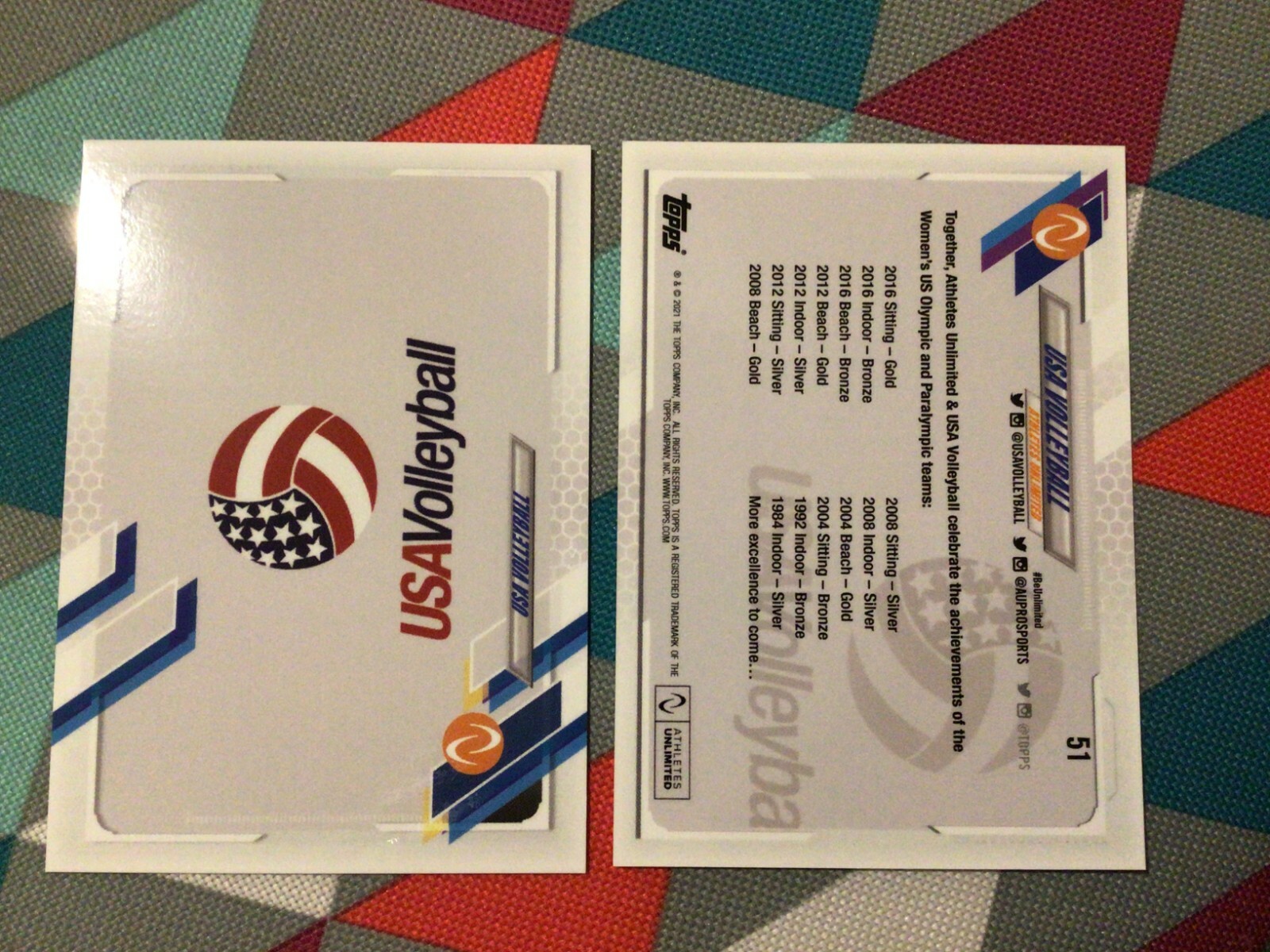 #51 USA Volleyball RC Topps On Demand set 2021 Athletes Unlimited Volleyball